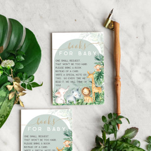 Safari Baby Animals Baby shower Book request Informatiekaartje