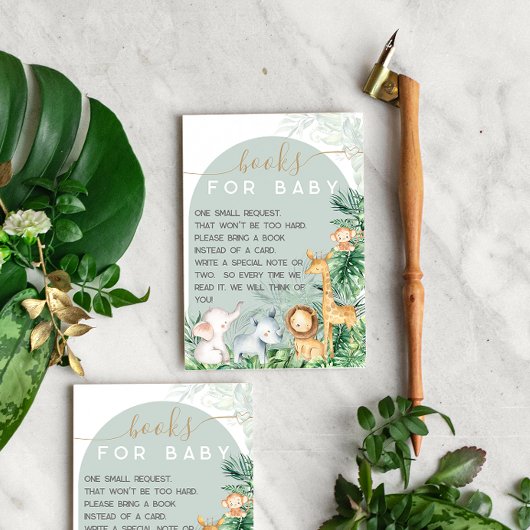Safari Baby Animals Baby shower Book request Informatiekaartje
