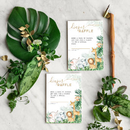 Safari Baby Animals Baby shower Diaper Raffle Informatiekaartje