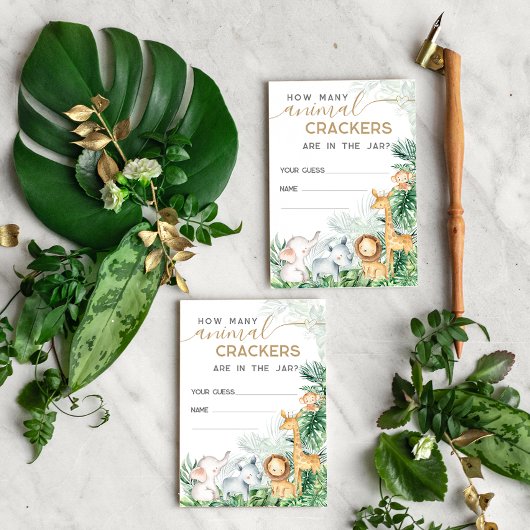 Safari Baby Animals Baby shower gok game Informatiekaartje