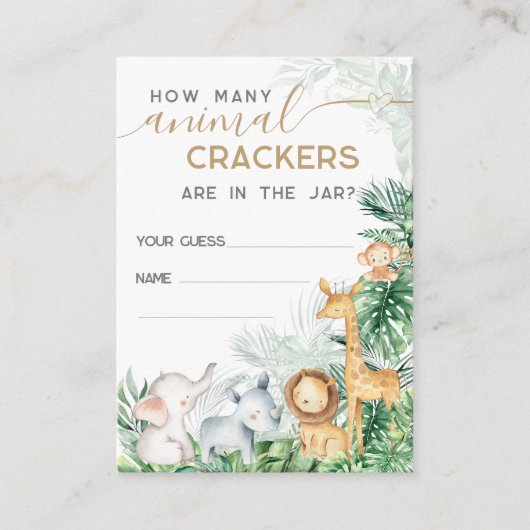 Safari Baby Animals Baby shower gok game Informatiekaartje (Voorkant)