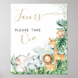 Safari Baby Animals Baby shower Sweet Favors Poster