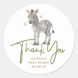 Safari Baby Animals Cute Zebra Bedankt Ronde Sticker