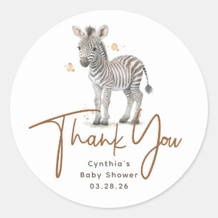 Safari Baby Animals Cute Zebra Bedankt Ronde Sticker