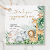 Safari Baby Animals Greenery Baby shower Bedankt Bedankjes Labels (Voorkant)