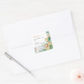 Safari Baby Animals Greenery Baby shower Bedankt Vierkante Sticker (Envelop)