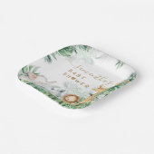 Safari Baby Animals Greenery Baby shower Papieren Bordje (Gebogen)