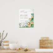 Safari Baby Animals Greenery Baby shower welkom Poster (Keuken)