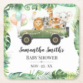 Safari Baby Animals Oerwoud Tropisch Baby shower Kartonnen Onderzetters (Voorkant)