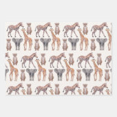Safari Baby Animals Patroon Inpakpapier Vel (Voorkant 2)