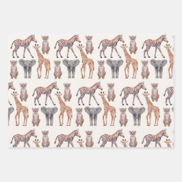 Safari Baby Animals Patroon Inpakpapier Vel