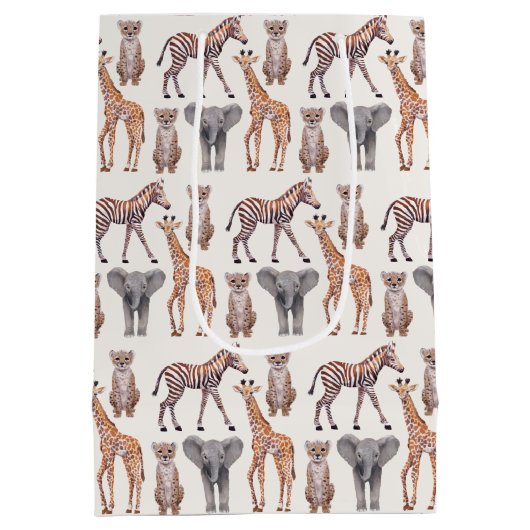 Safari Baby Animals Patroon Medium Cadeauzakje (Achterkant)