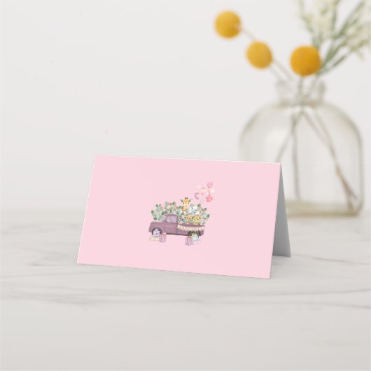 Safari Baby Animals Vragen 1e verjaardag Plaatskaartje (Achterkant)