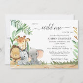Safari Baby Animals Wild One Baby shower Kaart (Voorkant)