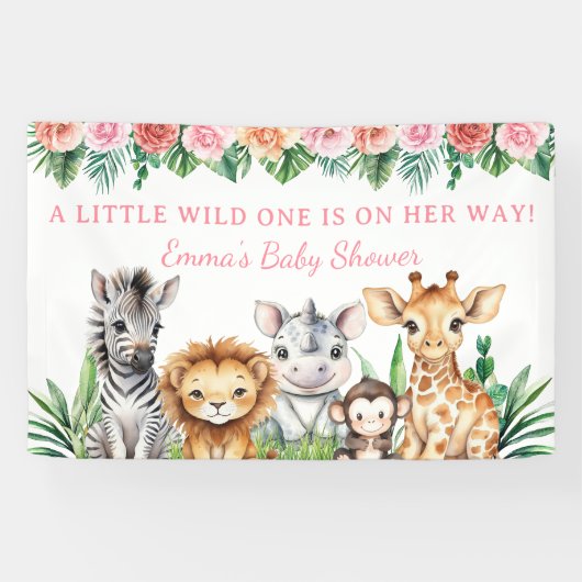 Safari Baby Borrel Custom Banner - Jungle Dieren (Horizontaal)