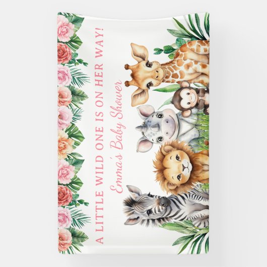 Safari Baby Borrel Custom Banner - Jungle Dieren (Verticaal)