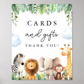 Safari Baby Borrelkaartjes en Cadeaus Bord Poster (Voorkant)