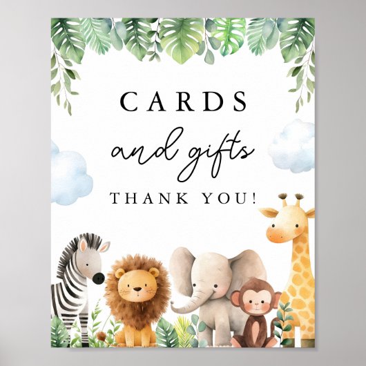 Safari Baby Borrelkaartjes en Cadeaus Bord Poster (Voorkant)