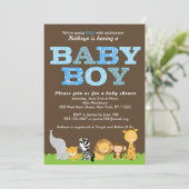 Safari Baby Boy Shower-uitnodiging Kaart (Staand voorkant)