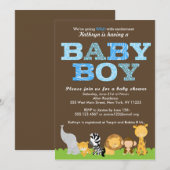 Safari Baby Boy Shower-uitnodiging Kaart (Voorkant / Achterkant)