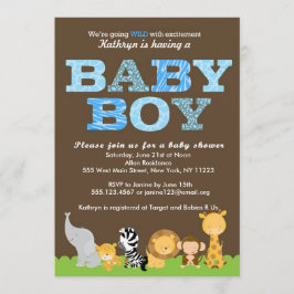 Safari Baby Boy Shower-uitnodiging Kaart