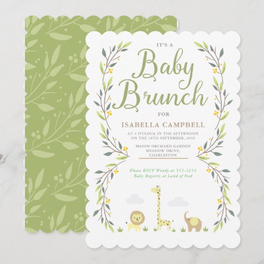 Safari Baby Brunch Uitnodiging (Voorkant / Achterkant)