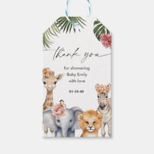 Safari baby Dieren Baby Meisje Shower Bedankt  Cadeaulabel