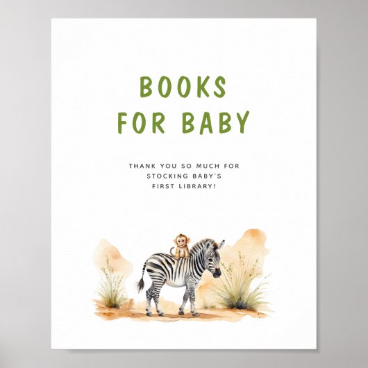 Safari Baby Dieren Baby shower Boeken voor Baby Poster (Voorkant)