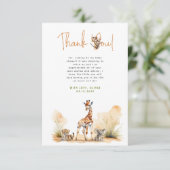 Safari Baby Dieren Baby shower Dank u kaart (Staand voorkant)