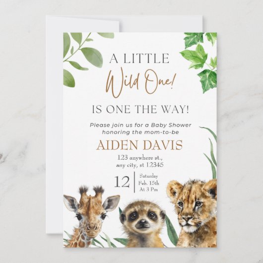 Safari Baby Dieren Baby shower Kaart (Voorkant)