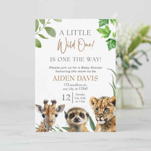 Safari Baby Dieren Baby shower Kaart (Staand voorkant)