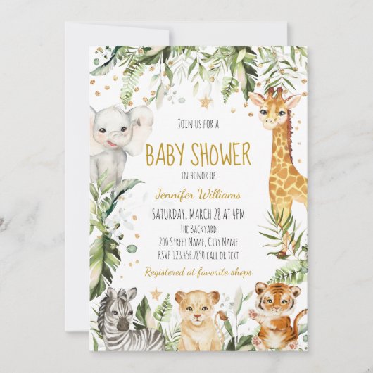 Safari Baby Dieren Baby shower Kaart (Voorkant)