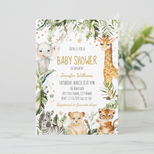 Safari Baby Dieren Baby shower Kaart (Staand voorkant)