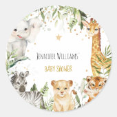 Safari Baby Dieren Baby shower Ronde Sticker (Voorkant)