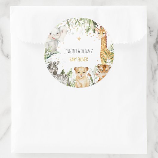 Safari Baby Dieren Baby shower Ronde Sticker (Tas)