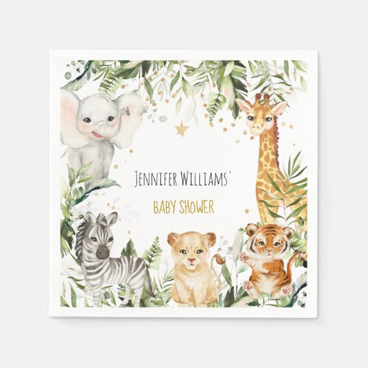 Safari Baby Dieren Baby shower Servet (Voorkant)