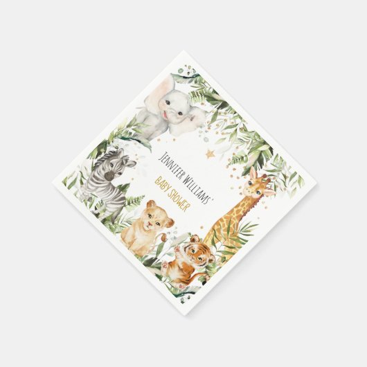 Safari Baby Dieren Baby shower Servet (Hoek)