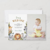 Safari Baby Dieren Eerste Verjaardag Dank u kaart (Voorkant)