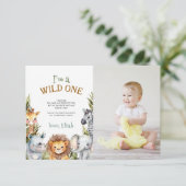 Safari Baby Dieren Eerste Verjaardag Dank u kaart (Staand voorkant)