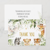 Safari baby dieren en groen bedankkaart (Voorkant / Achterkant)