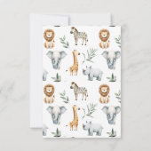 Safari Baby Dieren en Groen Dank u kaart (Achterkant)