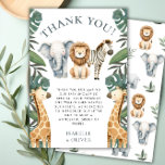 Safari Baby Dieren en Groen Dank u kaart<br><div class="desc">Introductie van onze Safari Baby Animals and Greenery Thank You Card, de perfecte manier om je dankbaarheid uit te drukken na een onvergetelijk Safari-Baby shower! Dit moderne en genderneutrale ontwerp legt de essentie vast van een weelderig oerwoud met zijn levendige tropische groen, waardoor het een ideale keuze is om de...</div>
