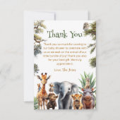 Safari Baby Dieren Groen Baby shower Dank u Bedankkaart (Voorkant)