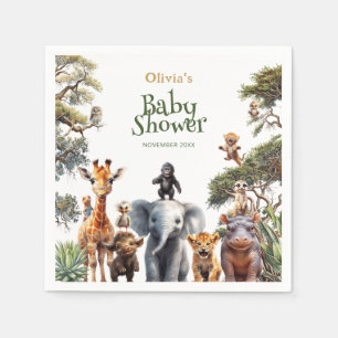 Safari Baby Dieren Groen Modern Baby shower Servet