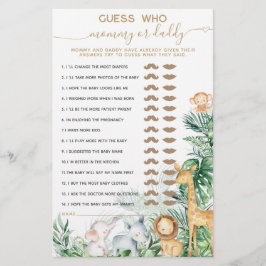 Safari Baby Dieren Groene Baby Shower Raadspel