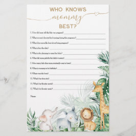 Safari Baby Dieren Groene Baby Shower spel