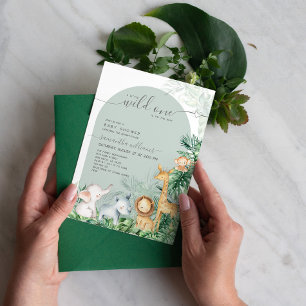 Safari Baby Dieren Groene Boho Baby Shower Kaart