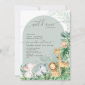 Safari Baby Dieren Groene Boho Baby Shower Kaart (Voorkant)