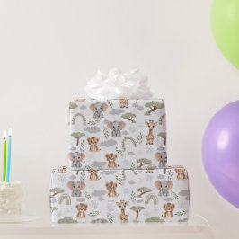 Safari Baby Dieren Regenbogen Baby shower Cadeaupapier