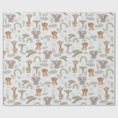 Safari Baby Dieren Regenbogen Baby shower Cadeaupapier (Vlak)